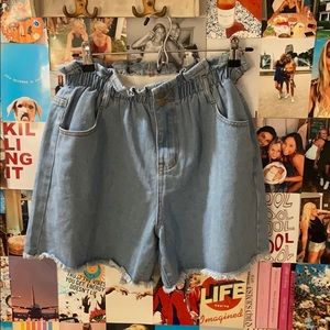 Jean paper bag shorts